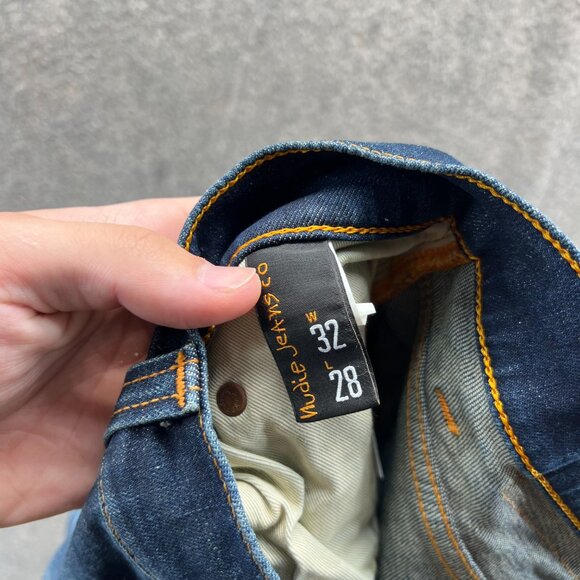 Nudie Jeans Mens 32x28 Patch Eddie II Tsuyoshi Limited Distressed Selvedge Blue - Picture 4 of 12